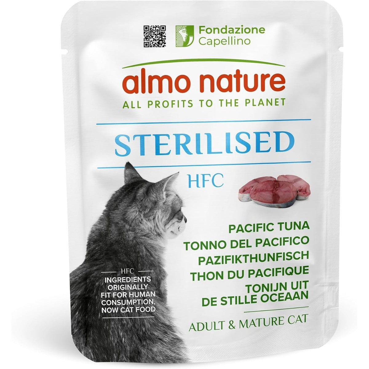 Almo Nature HFC Functional – gesteriliseerd – natvoer voor volwassen katten – Pacifische tonijn – 24 zakjes à 50 g – almo nature