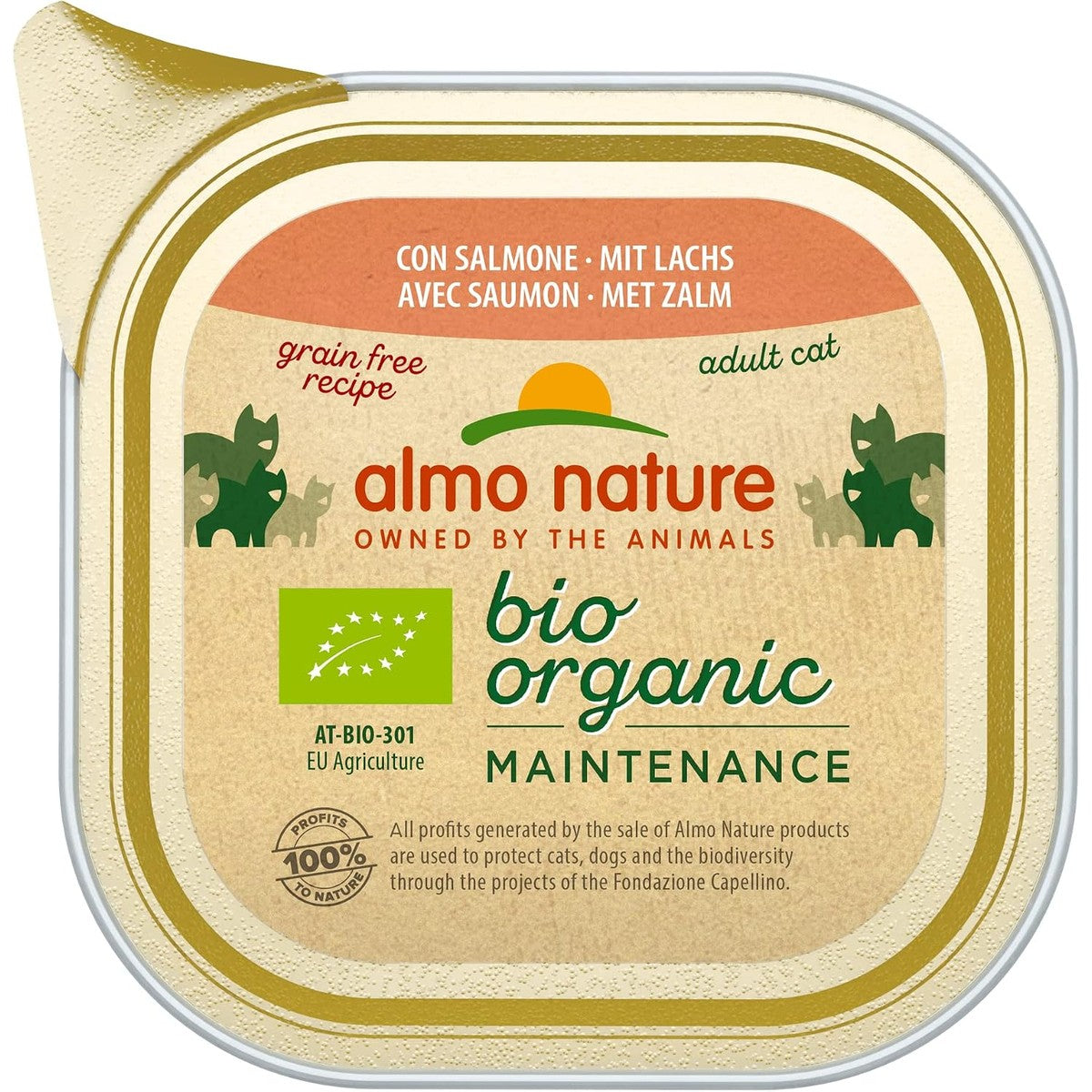Almo Nature Biologisch biologisch onderhoud nat voor katten - met zalm 85 g x 19 stuks, 1,62 kg – almo nature