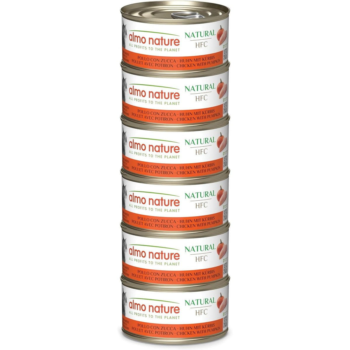 Almo Nature HFC Natural Natvoer voor volwassen katten, kip & pompoen, Human Grade, glutenvrij, 6 x 70 g – almo nature
