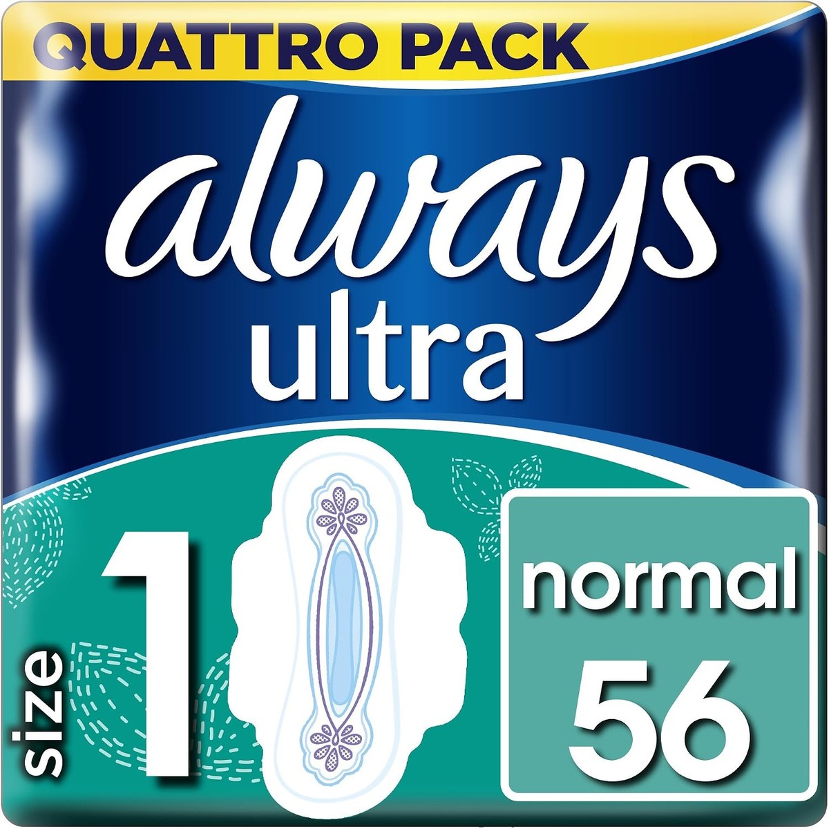 Always Ultra Normaal maat 1 maandverband met vleugels, 56 stuks – Always