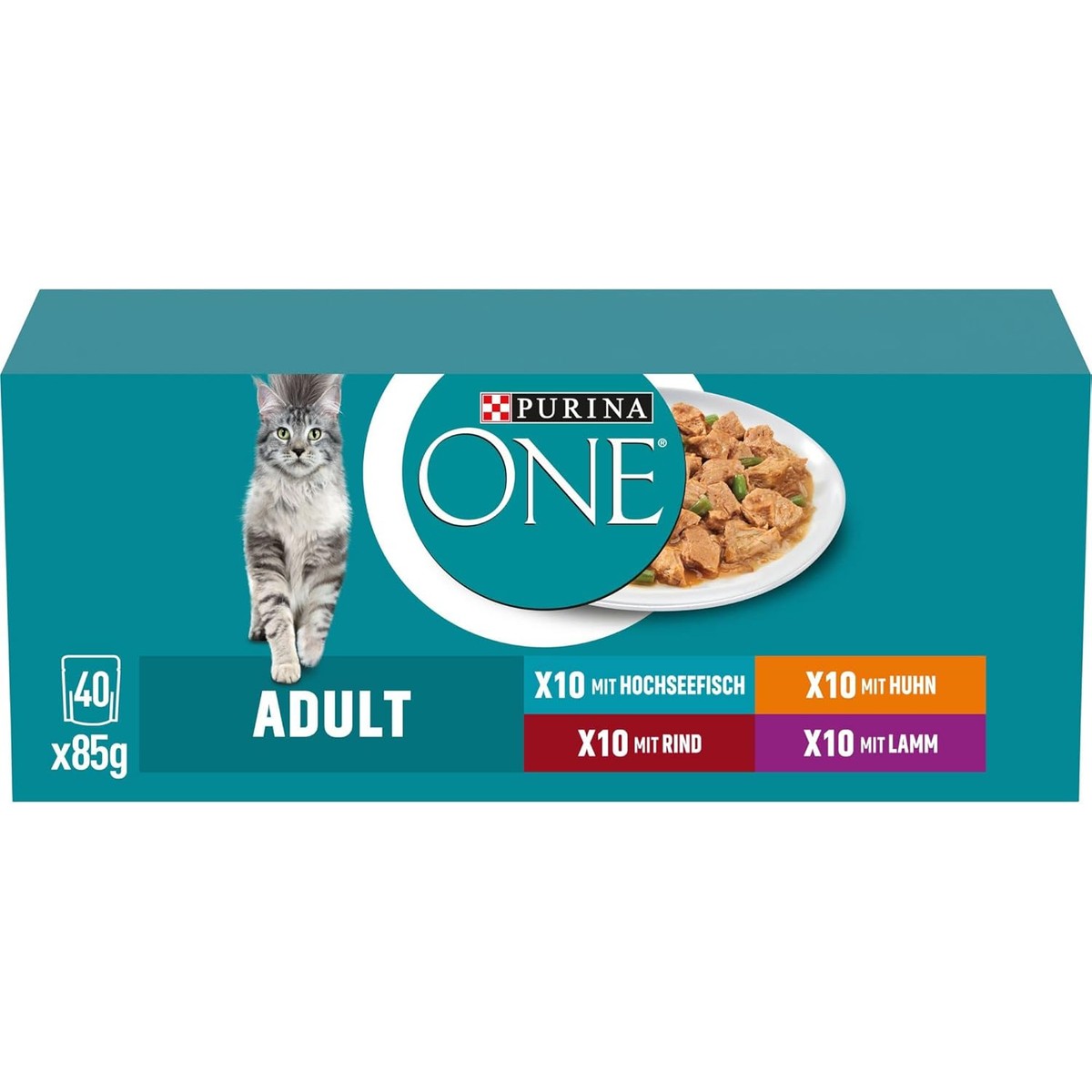 PURINA ONE Adult kattenvoer nat, rassenmix, 40 stuks (40 x 85 g) – PURINA ONE