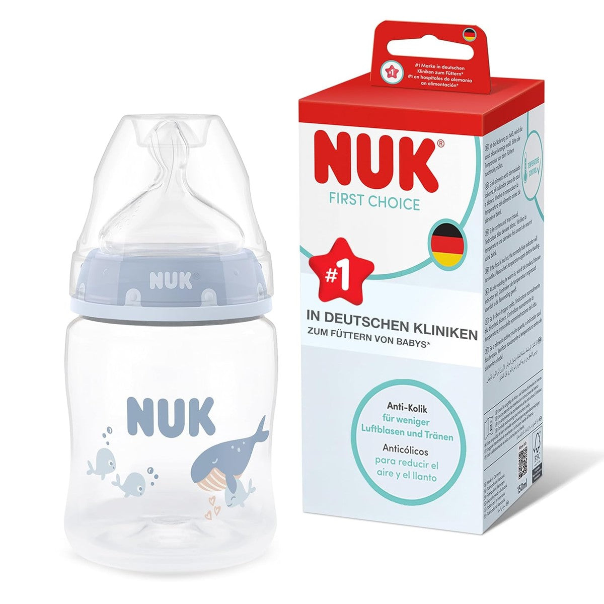 NUK First Choice babyfles walvis 0+ maanden 150 ml – NUK