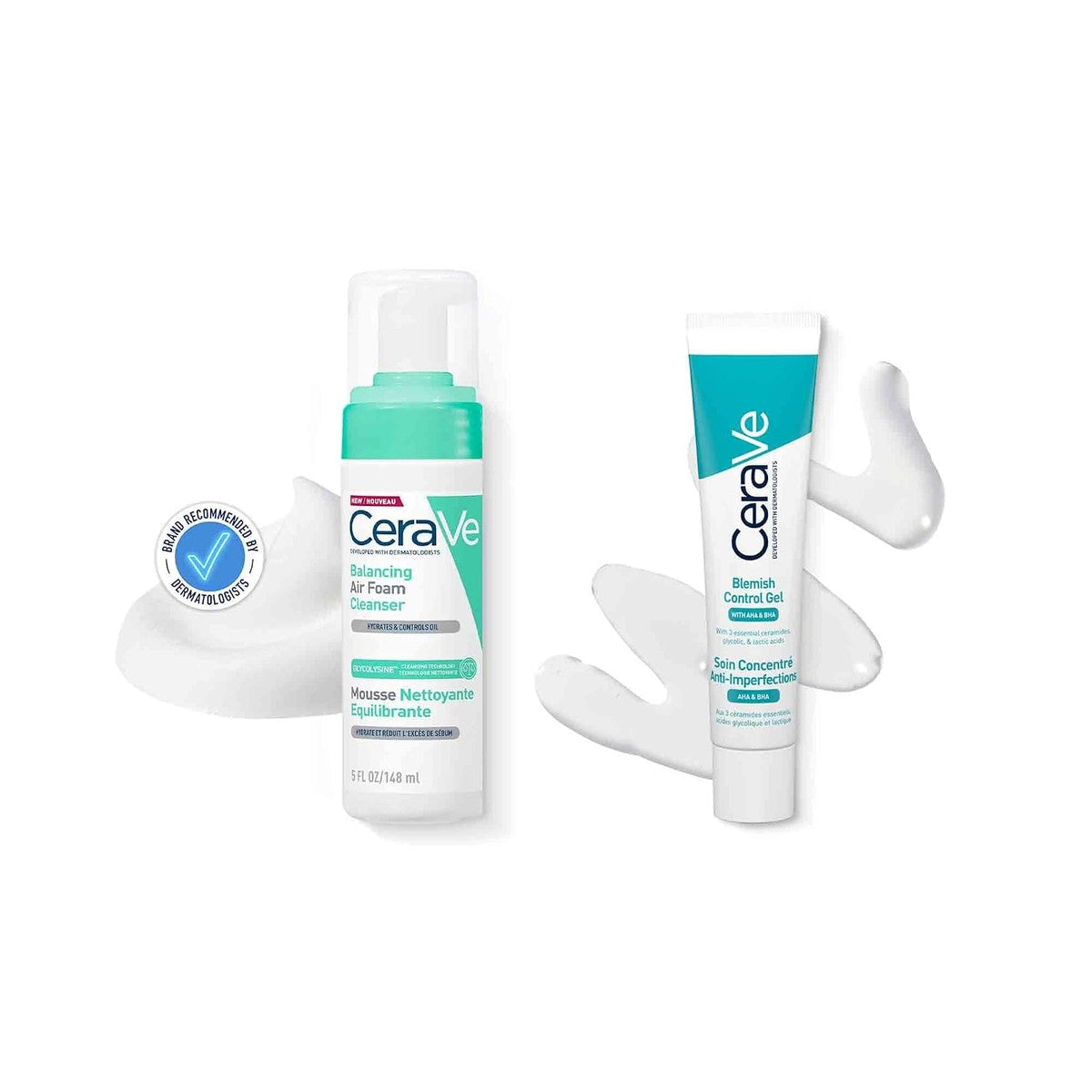 CeraVe Balancing Reinigingsmousse 148 ml & Blemish Control Gel 40 ml