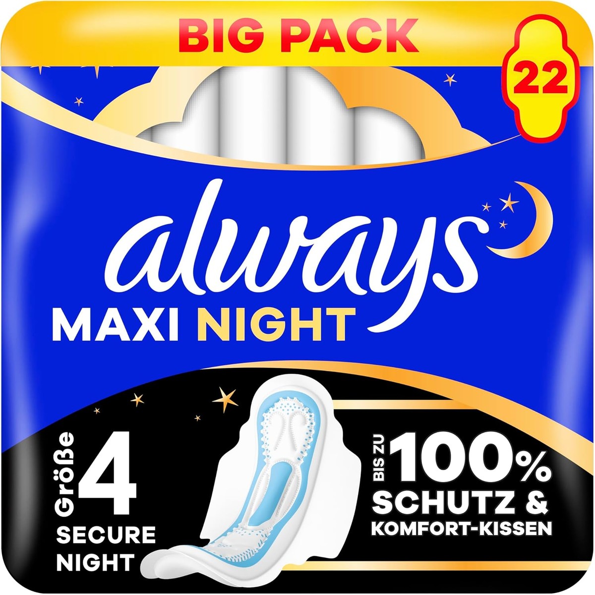 Always Maxi maandverband maat 4 nacht met vleugels 22 stuks – Always