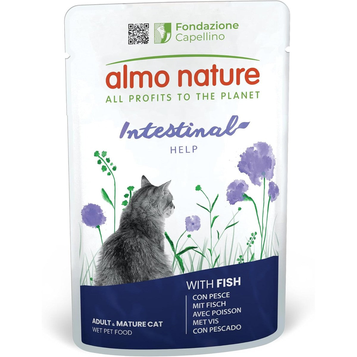 Almo Nature Functioneel - Intestinal Help - Natvoer voor volwassenen en volwassen katten met gevoelige darm - met vis - Ondersteuning voor het microbioom - 70 g (verpakking van 30) – almo nature