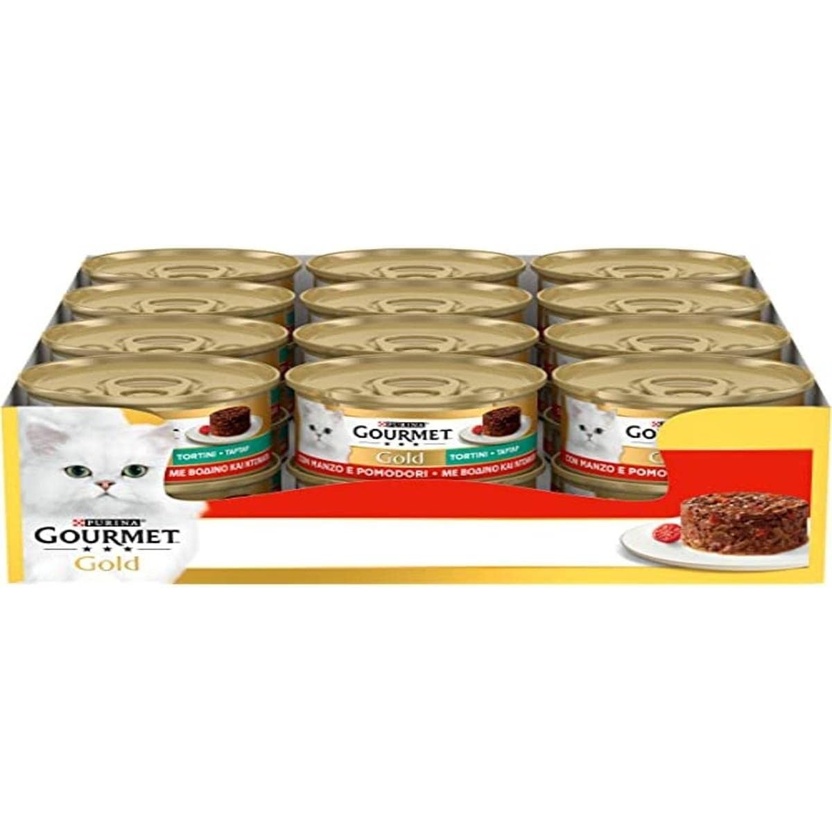 Gourmet Gold Pasteitjes natvoer kattenvoer rund & tomaat 24 x 85 g