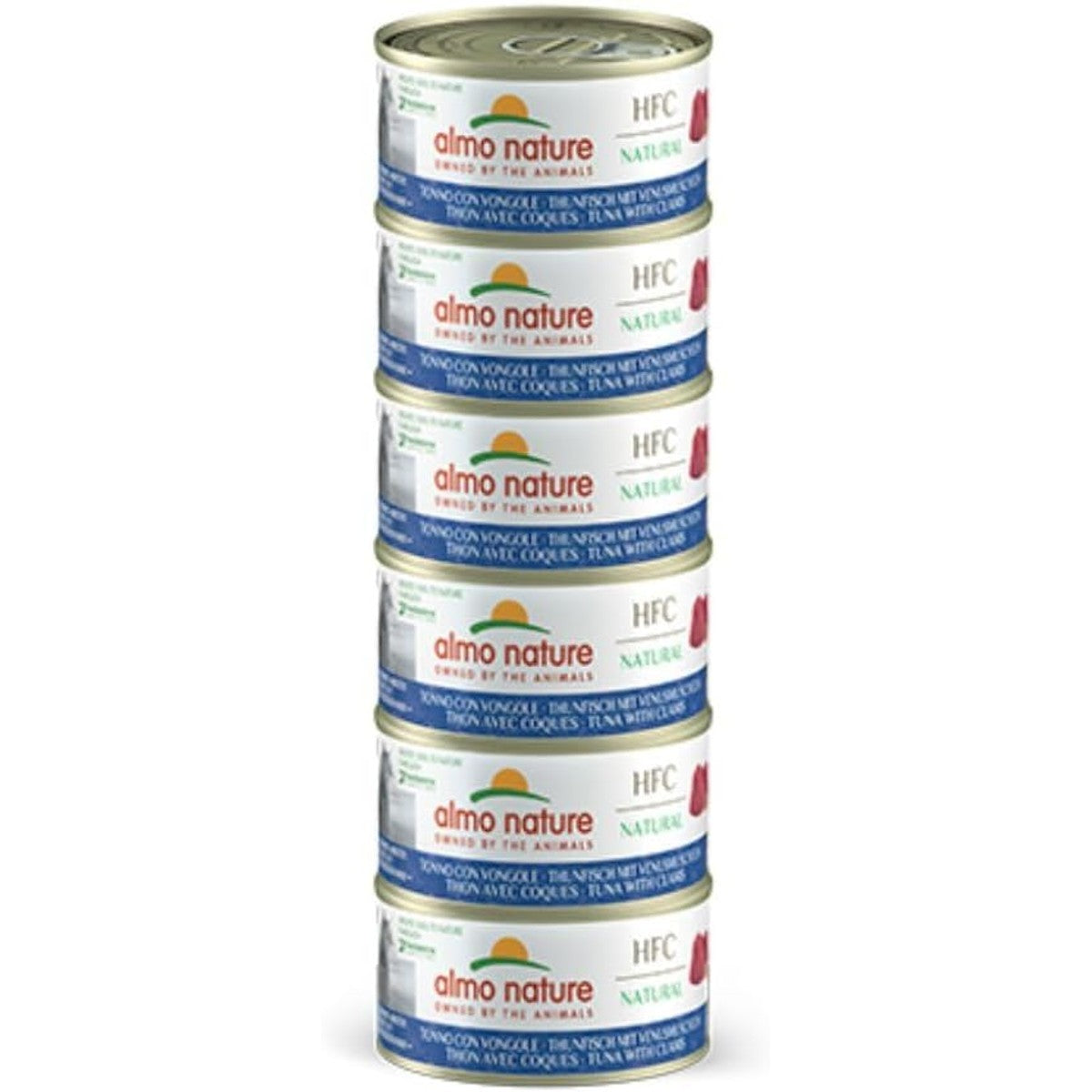 Almo Nature HFC Natural Natvoer voor volwassen katten, tonijn en schelpen, Human Grade, glutenvrij, 6 x 70 g – almo nature