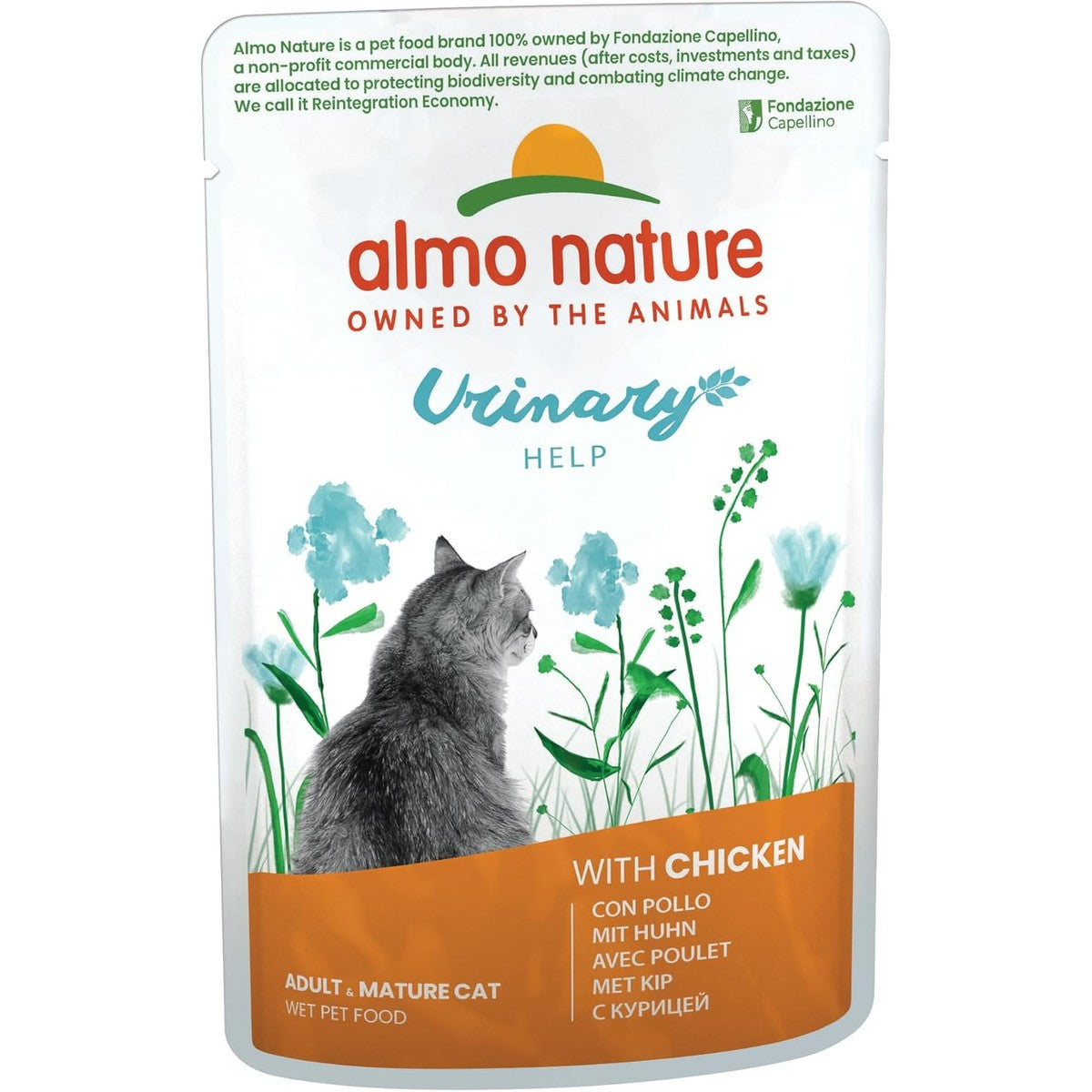 Almo Nature Urinary Help Natvoer voor volwassen katten met kip, 70 g, verpakking van 30 stuks – almo nature