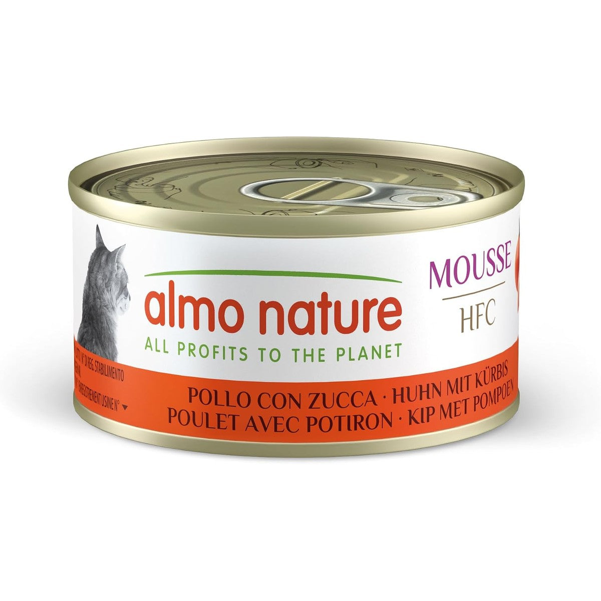 Almo Nature HFC Mousse Natvoer voor katten, kip met pompoen, 1,68 kg (24 x 70 g) – almo nature