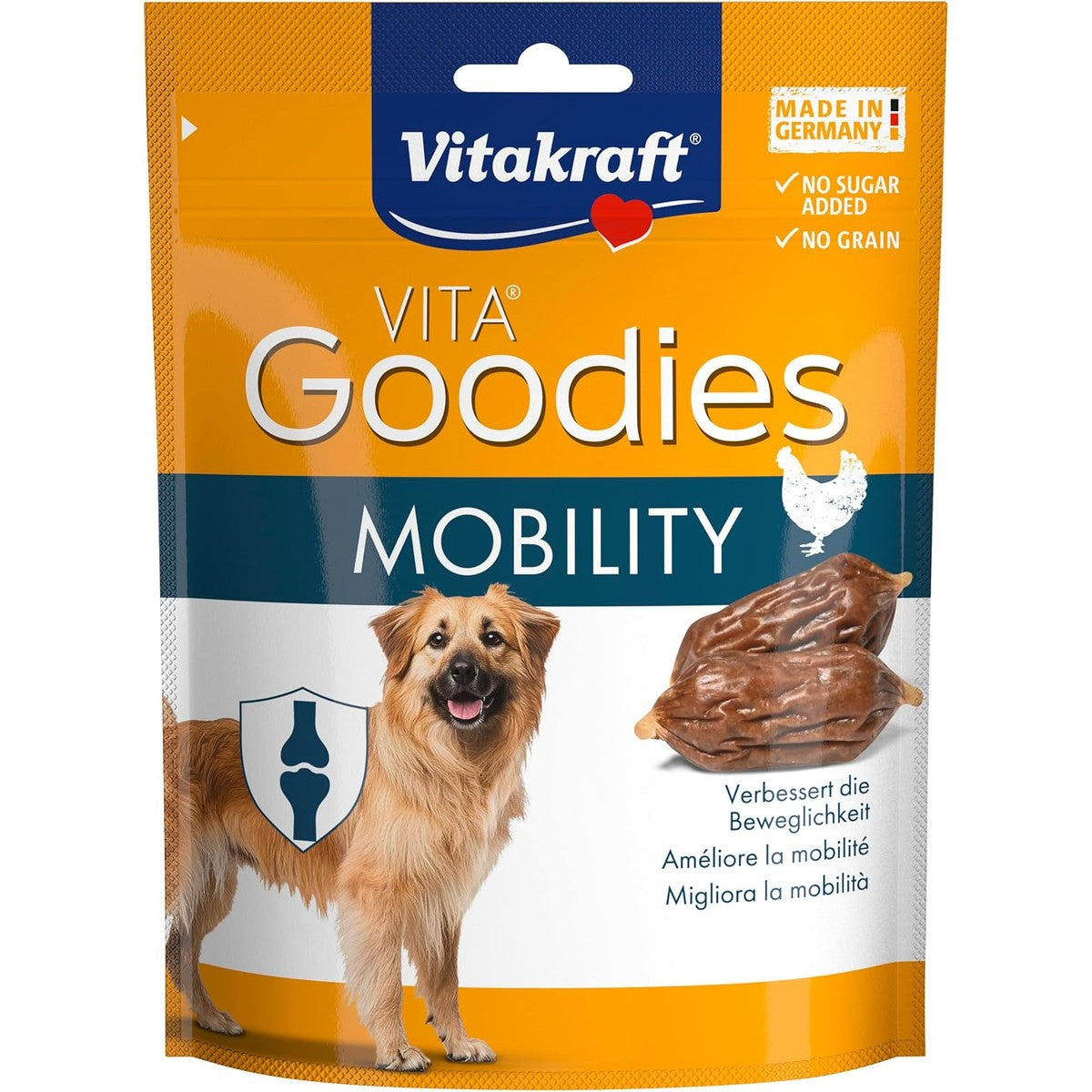 Vitakraft Goodies Mobility Gezonde hondensnacks, met collageenpeptide en bèta-glucanen voor meer beweeglijkheid, zonder toegevoegde suiker (1 x 60 g) – Vitakraft