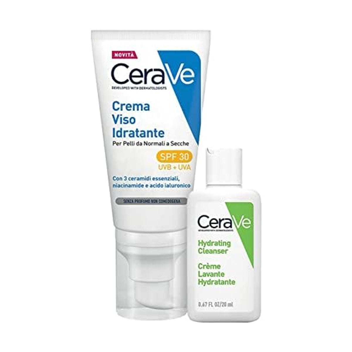 CeraVe Gezichts- en Reisset Vochtinbrengende Crème SPF 30 & Reiniger 52 ml + 20 ml