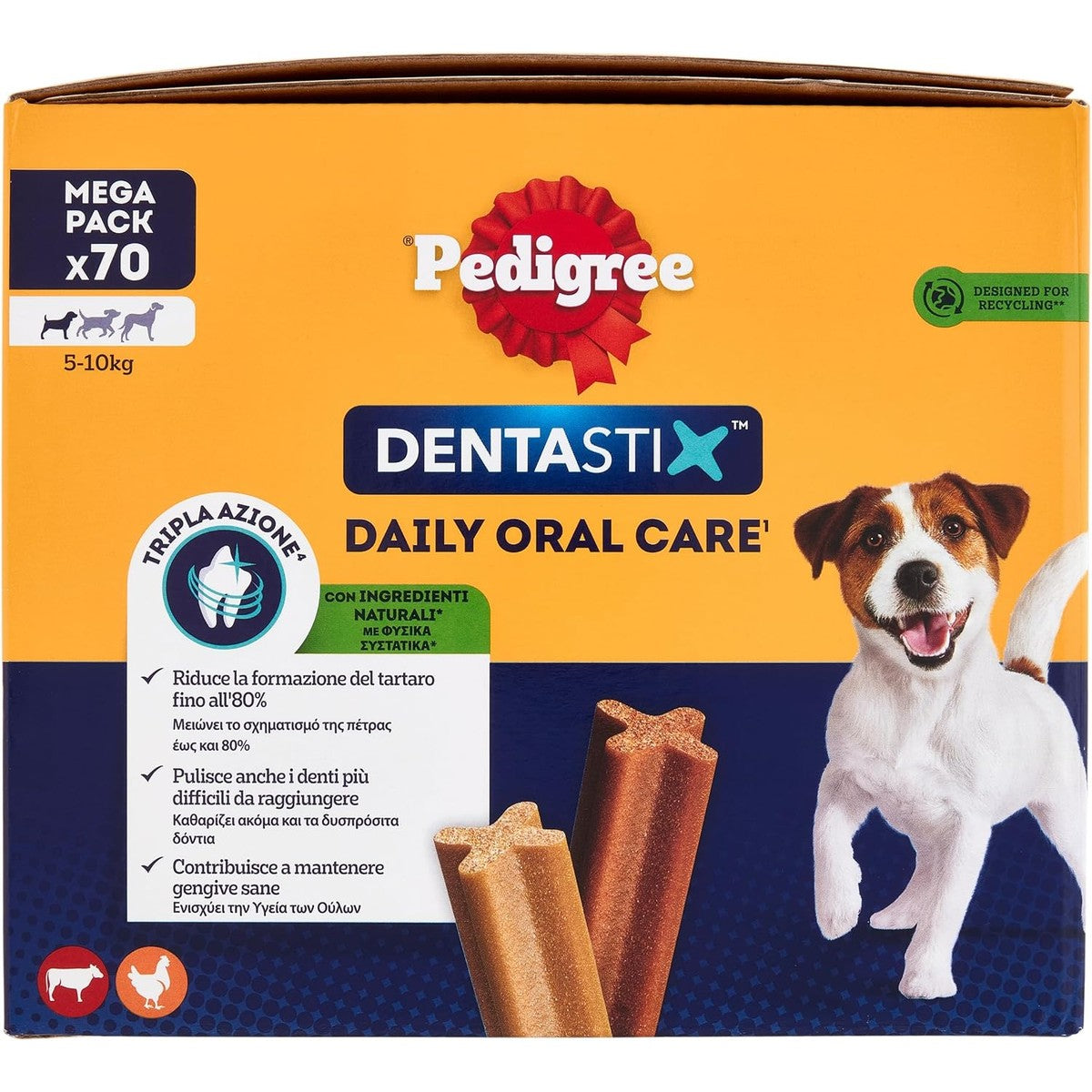 Pedigree Dentastix Snack voor mondhygiëne, kleine hond, 5-10 kg, verpakking met 70 stokjes in totaal – Pedigree