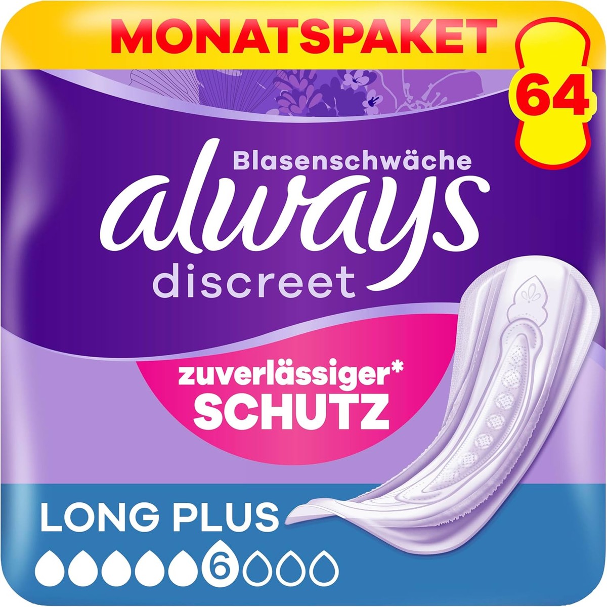Always Discreet Inlegkruisjes Long Plus maandpakket 64 stuks – Always Discreet