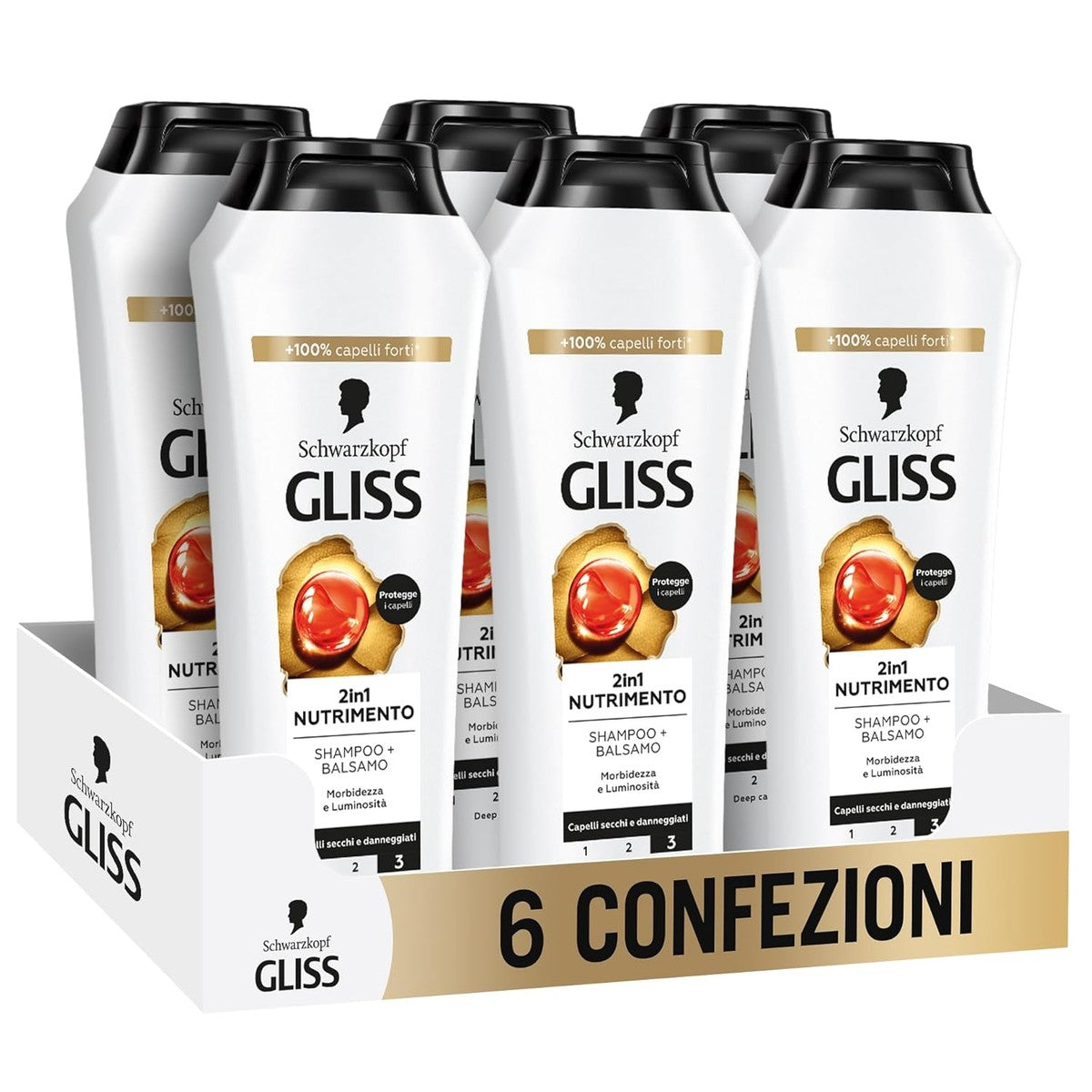 Schwarzkopf Gliss Nutitura 2-in-1 Shampoo + Conditioner 6 x 250 ml – Gliss