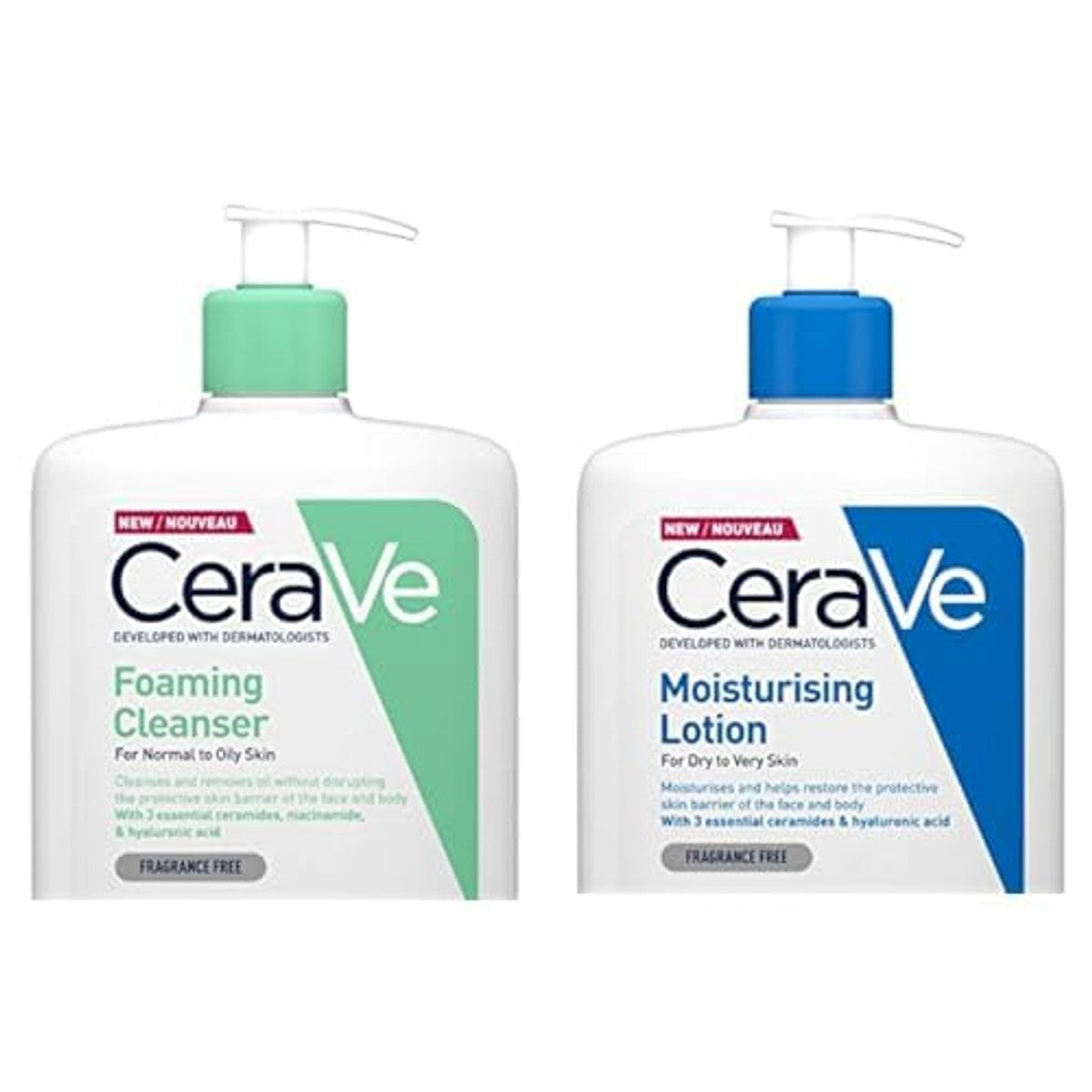 CeraVe Vochtinbrengende Lotion & Schuimende Reinigingsgel voor Normale tot Vette Huid 1 x 1 l