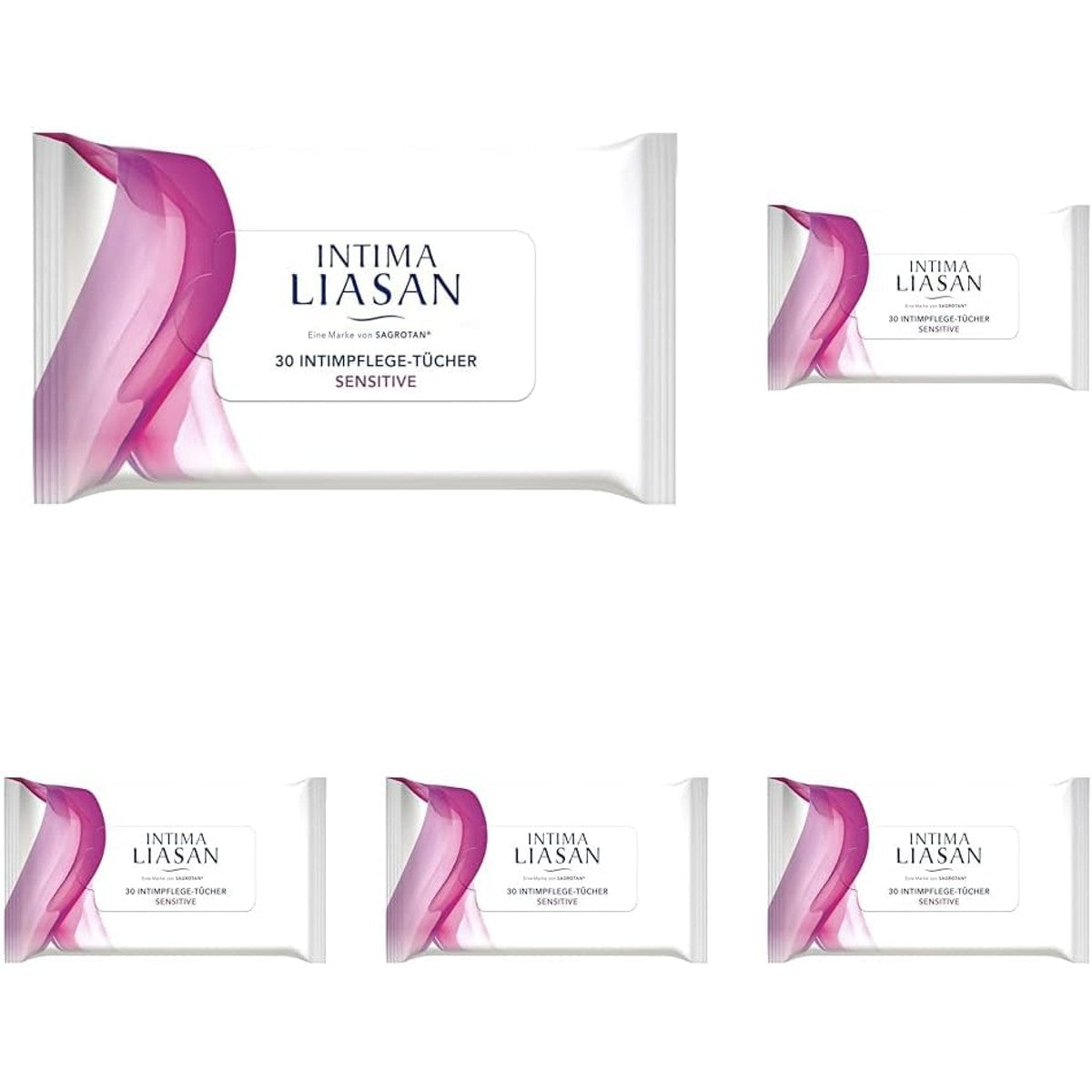 Intima Liasan by Sagrotan Intieme verzorgingsdoekjes, gevoelig, zeepvrij en alcoholvrij, 30 stuks (verpakking van 5) – MAKJUNS