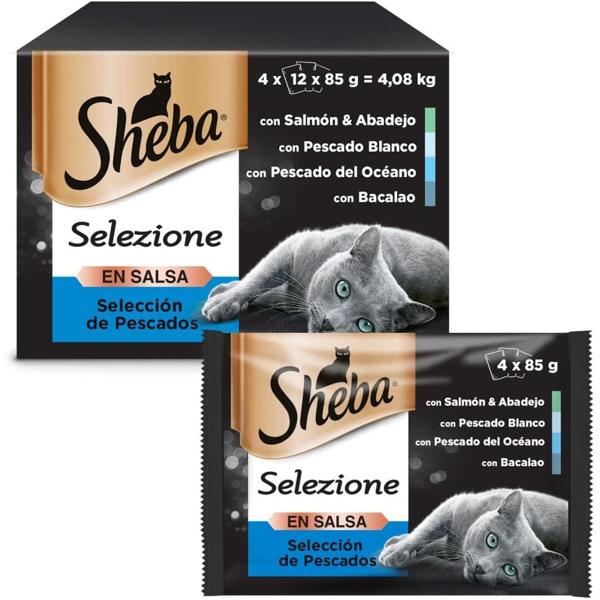 SHEBA Essentia Ocean 12x85g (x4) - Natvoer voor katten - 48x85g - viskeuze - volwassenen - 4,68 kg – Sheba