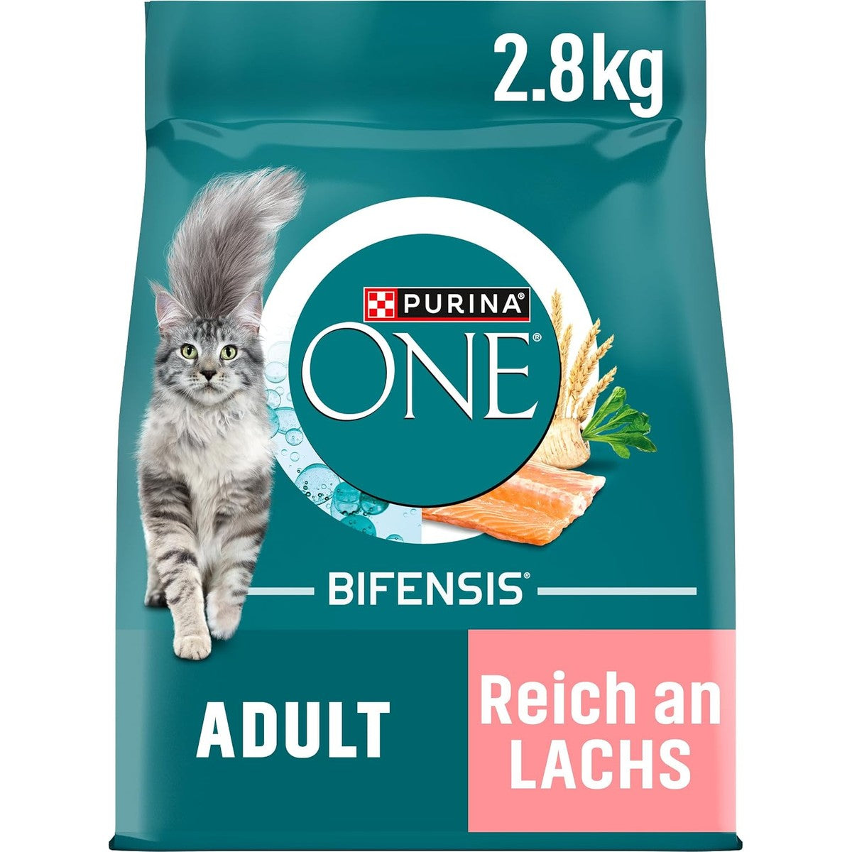 PURINA ONE BIFENSIS Volwassene, rijk aan zalm, 4 x 2,8 kg | Kattenvoer droog, rijk aan zalm – PURINA ONE