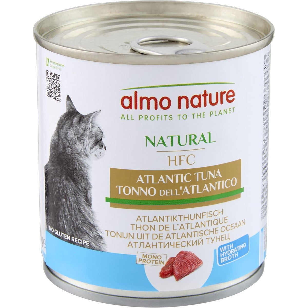 Almo Nature HFC Natural Natvoer voor volwassen katten, Atlantische tonijn, 280 g, 12 stuks – almo nature