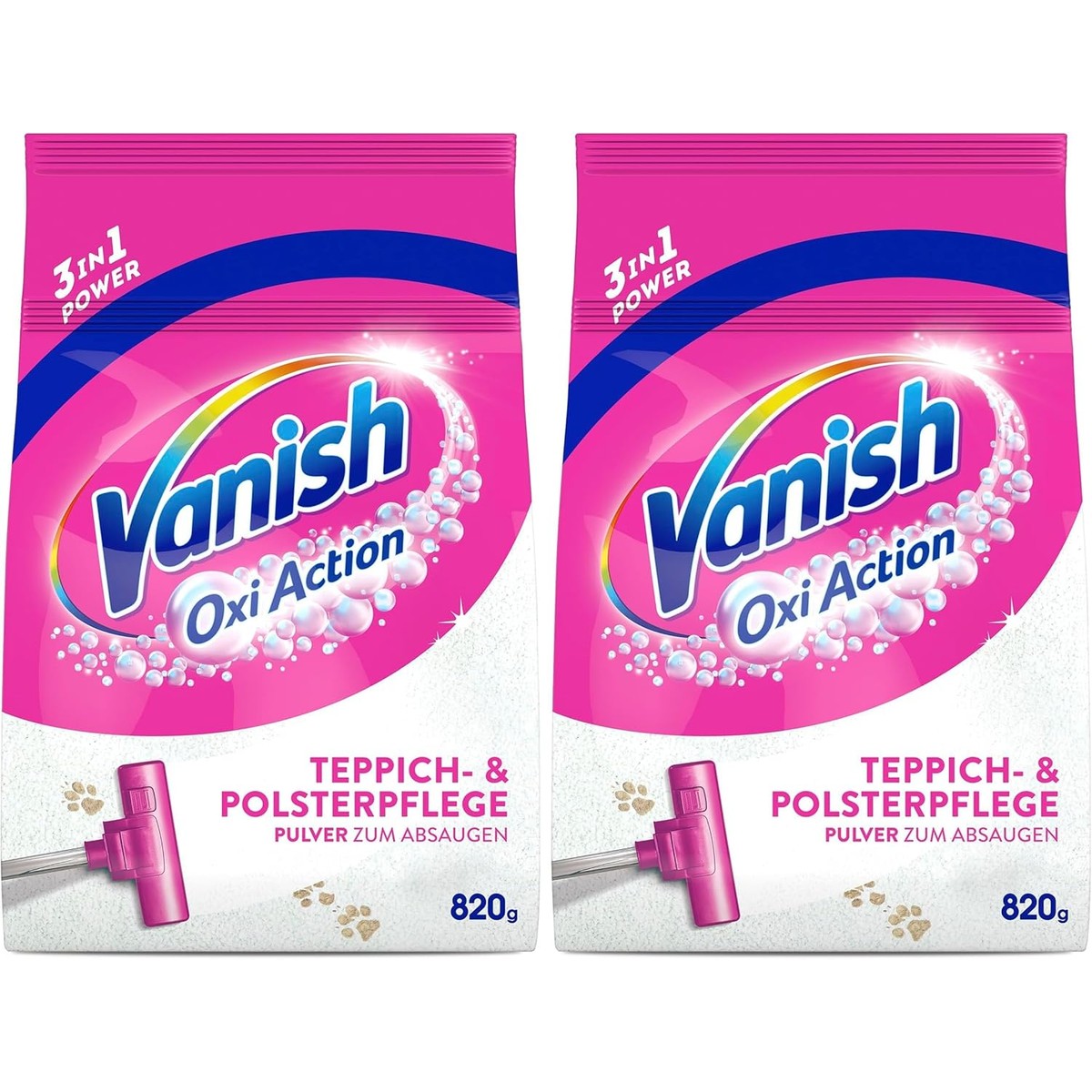 Vanish Oxi Action Tapijt- en Bekledingspoeder 2 x 820 g – Vanish