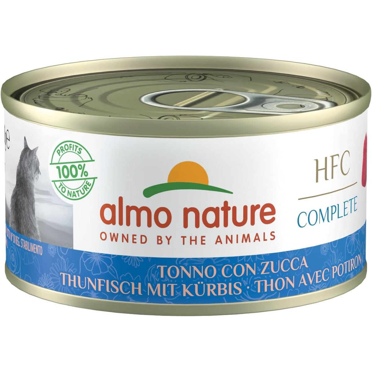 almo nature HFC Complete Wet Food voor volwassen katten, Tuna met pompoen (24 kannen van 70 g) – almo nature
