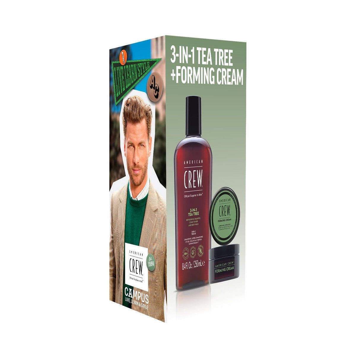 American Crew Duo Set 3-in-1 Tea Tree Shampoo, Conditioner & Body Wash 250 ml + Forming Cream 50 g