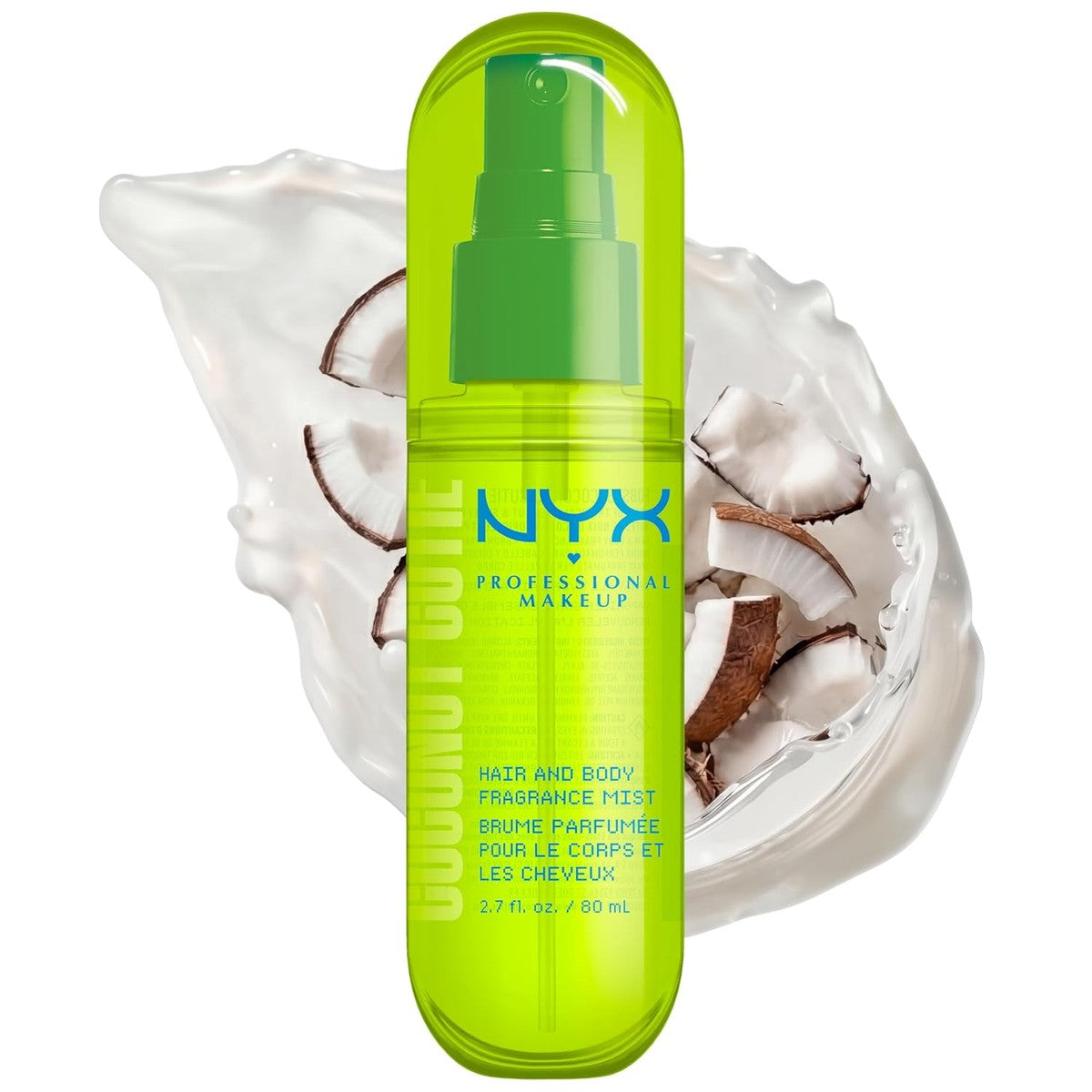 NYX Professional Makeup, Fat Oil Hair & Body Fragrance Mist, tropische kokosnoot- en perziknoten, lichte spray voor haar en lichaam, ideaal voor laagjes, veganistische formule, Coconut Cutie, 80 ml – NYX PROFESSIONAL MAKEUP