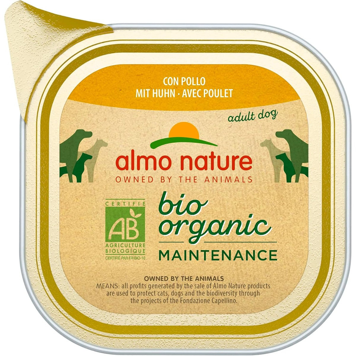 almo nature Bio Organic Maintenance Complete voeding voor honden met kip, 100 g. (verpakking kan afwijken) – almo nature