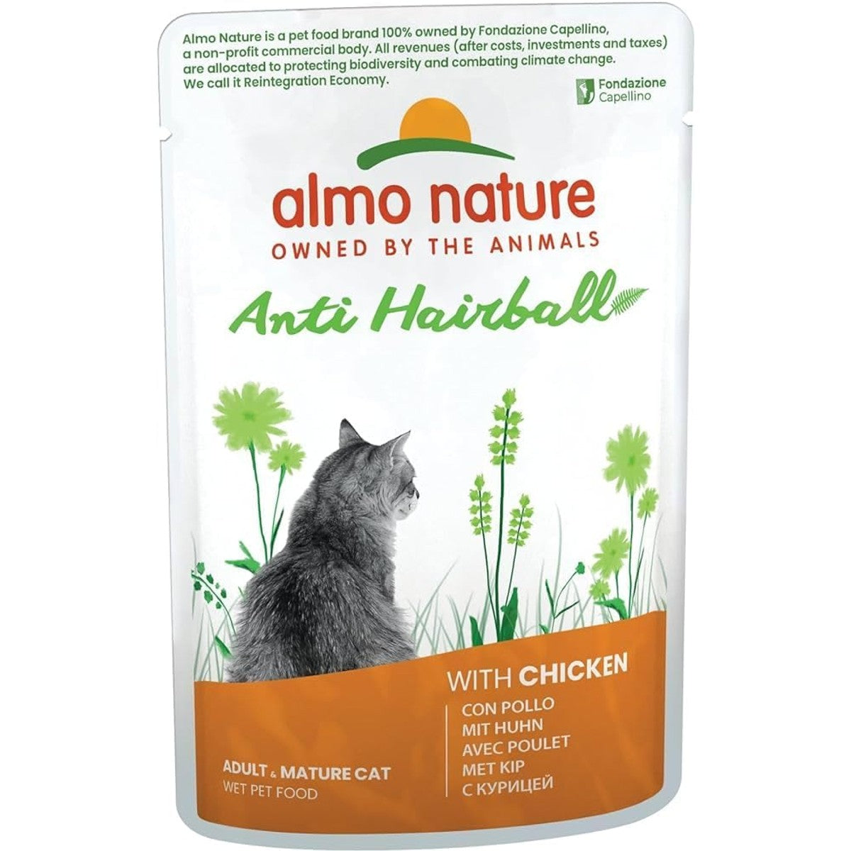 Almo Nature Functioneel - Anti Hairball - Natvoer voor volwassenen en volwassen katten - met kip - Bestrijdt de vorming van haarballen - 70 g (verpakking van 30) – almo nature