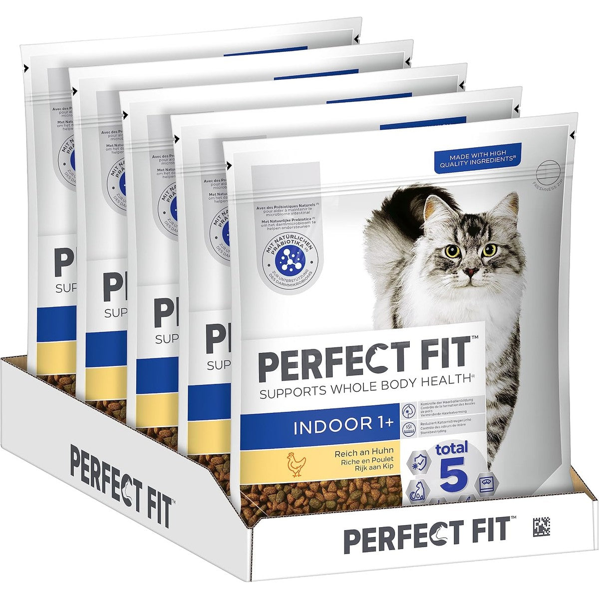 PERFECT FIT™ Kattenzak voor binnen, 1+ met kip, 5 x 1,4 kg – Perfect Fit