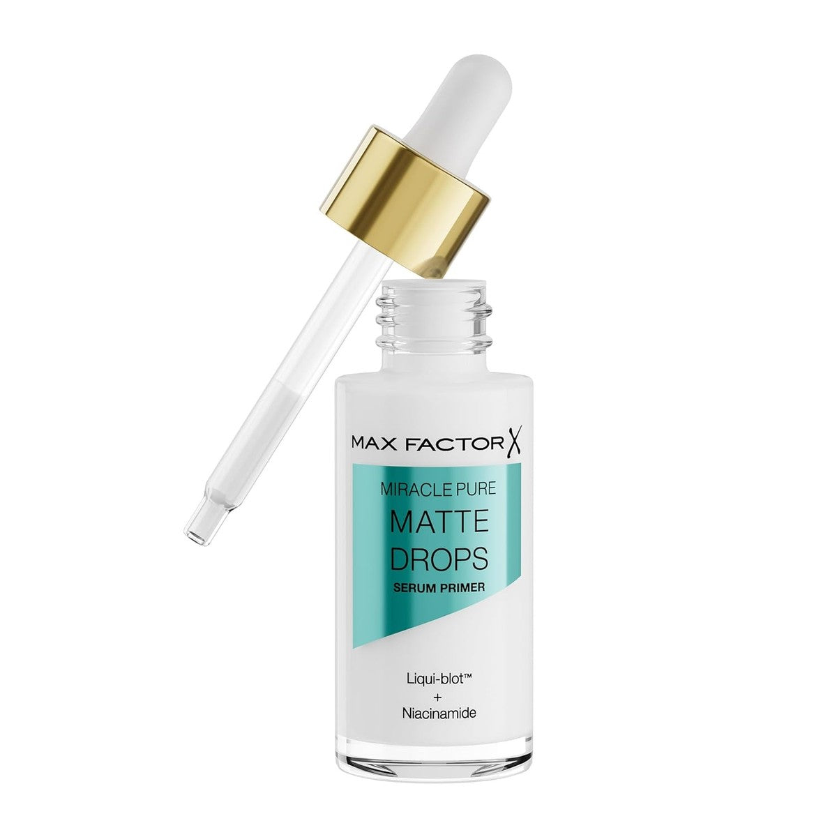 Max Factor Miracle Pure Matte Drops Serum Primer, hydraterende primer met innovatieve formule, met niacinamide en Cica voor een langdurige gelijkmatige, matte teint, 30 ml – Max Factor