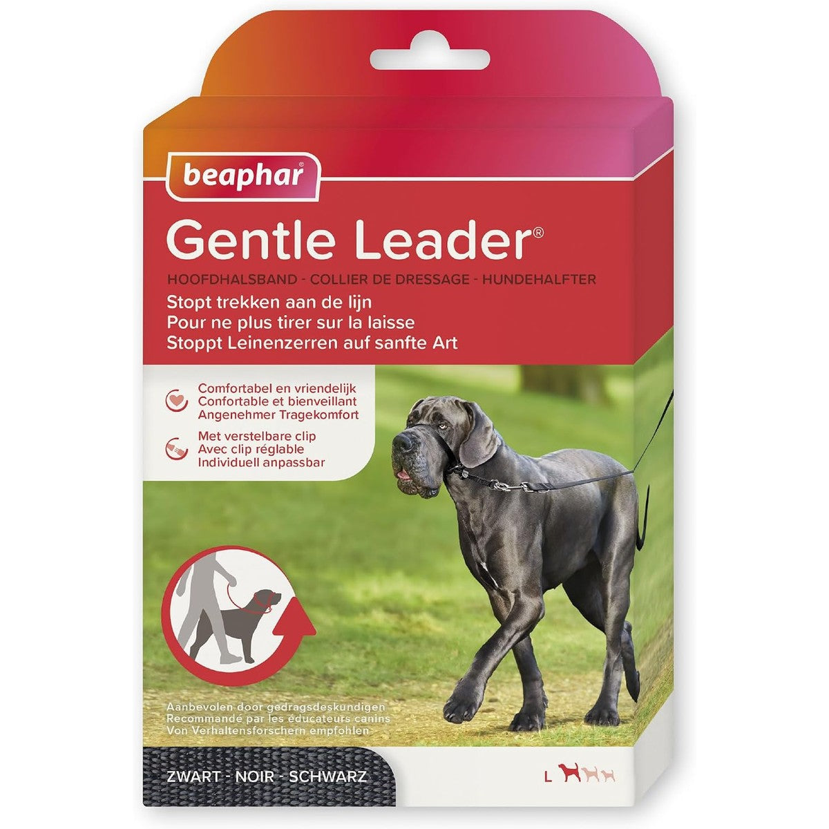 BEAPHAR - Gentle Leader® - Hondenhalster voor grote rassen - Gemaakt van nylon - Trainingshulp voor controle en begeleiding - Aanbevolen door diertrainers - Maat L - Zwart – beaphar