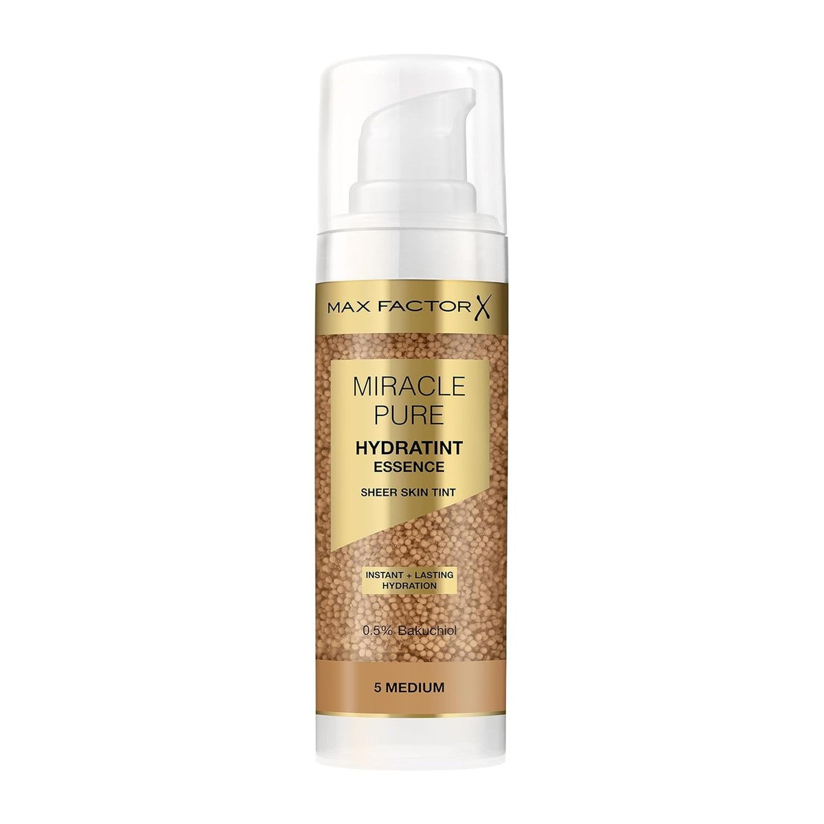 Max Factor Miracle Pure Hydratint Essence, hydraterende make-up met lichte dekking, 71% op waterbasis, met micro-capsule pigmenten, 30 ml, kleur 5 medium – Max Factor