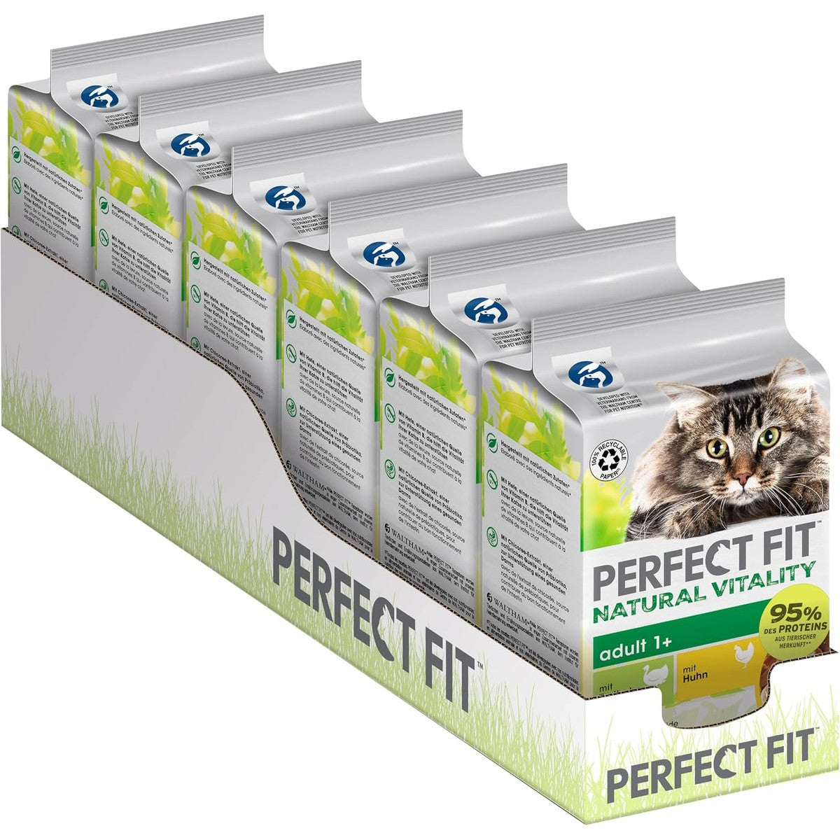 PERFECT FIT Adult 1+ Premium kattenvoer nat, 36 x 50 g portiezak, met kip en kalkoen, natvoer voor katten, zonder granen – Perfect Fit