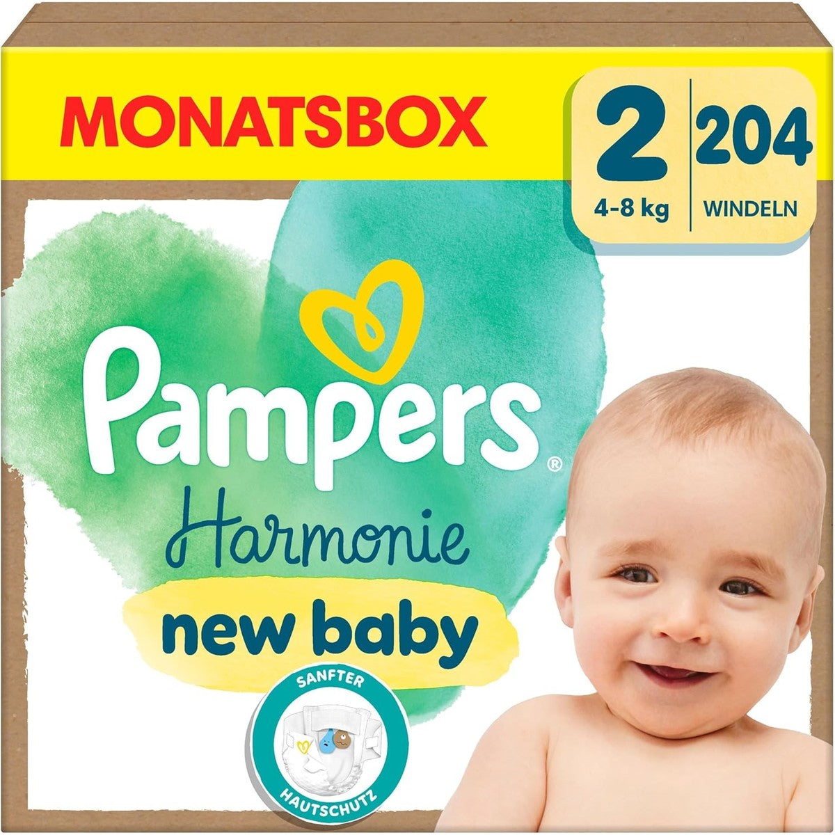 Pampers Harmonie luiers maat 2, 204 luiers, 4kg-8kg – Pampers
