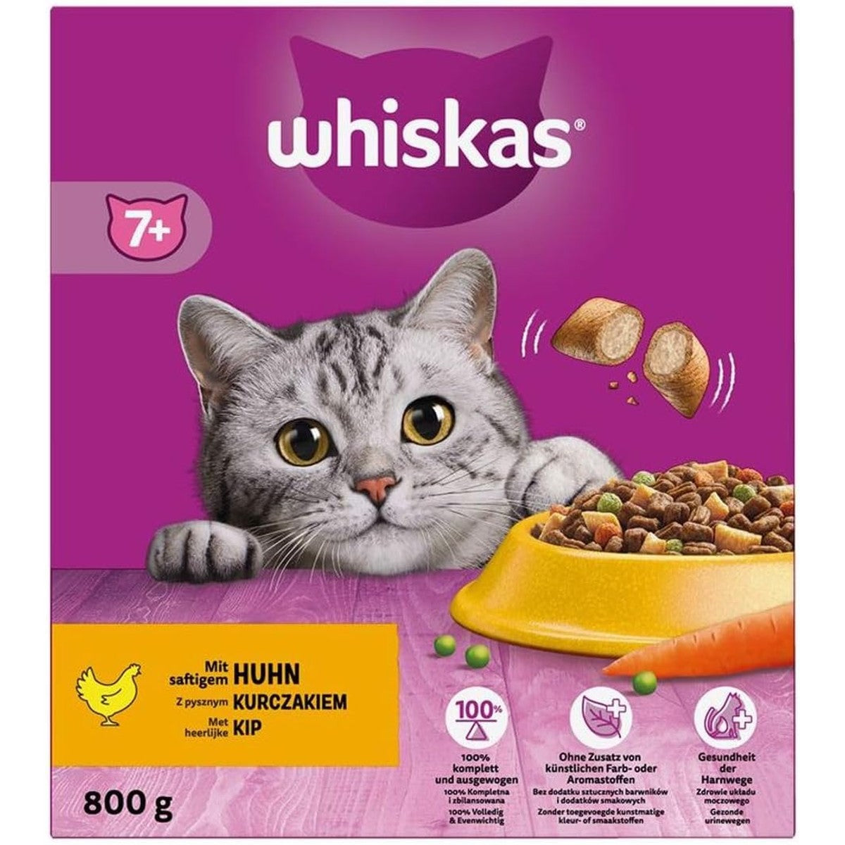 WHISKAS Doos droog 7+ met kip 800 g – whiskas