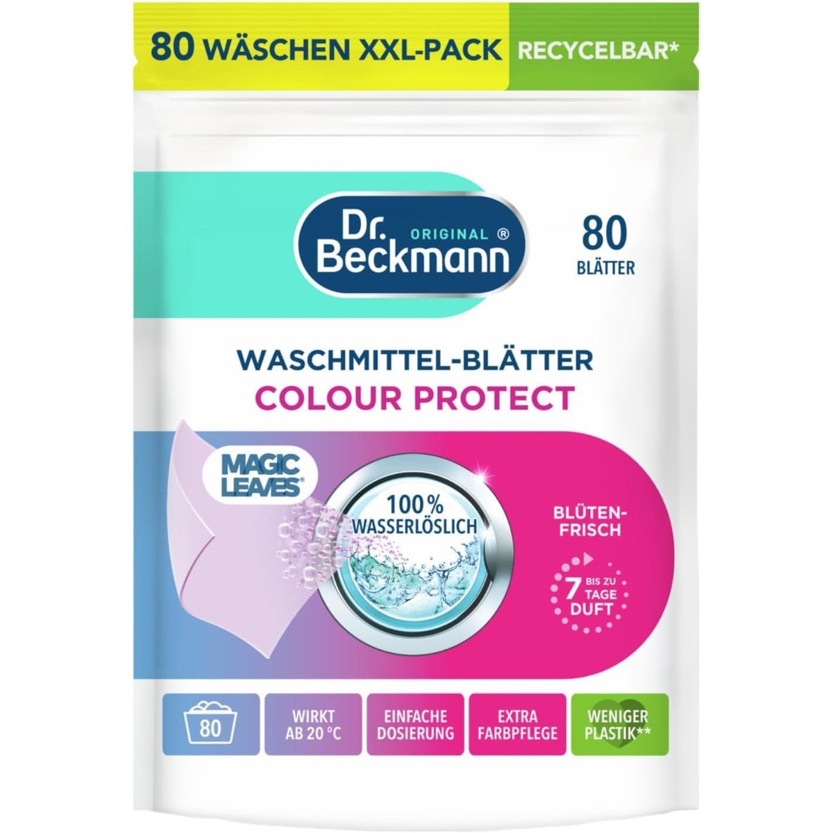 Dr. Beckmann Wasmiddelblaadjes Color 80 vellen – Dr. Beckmann