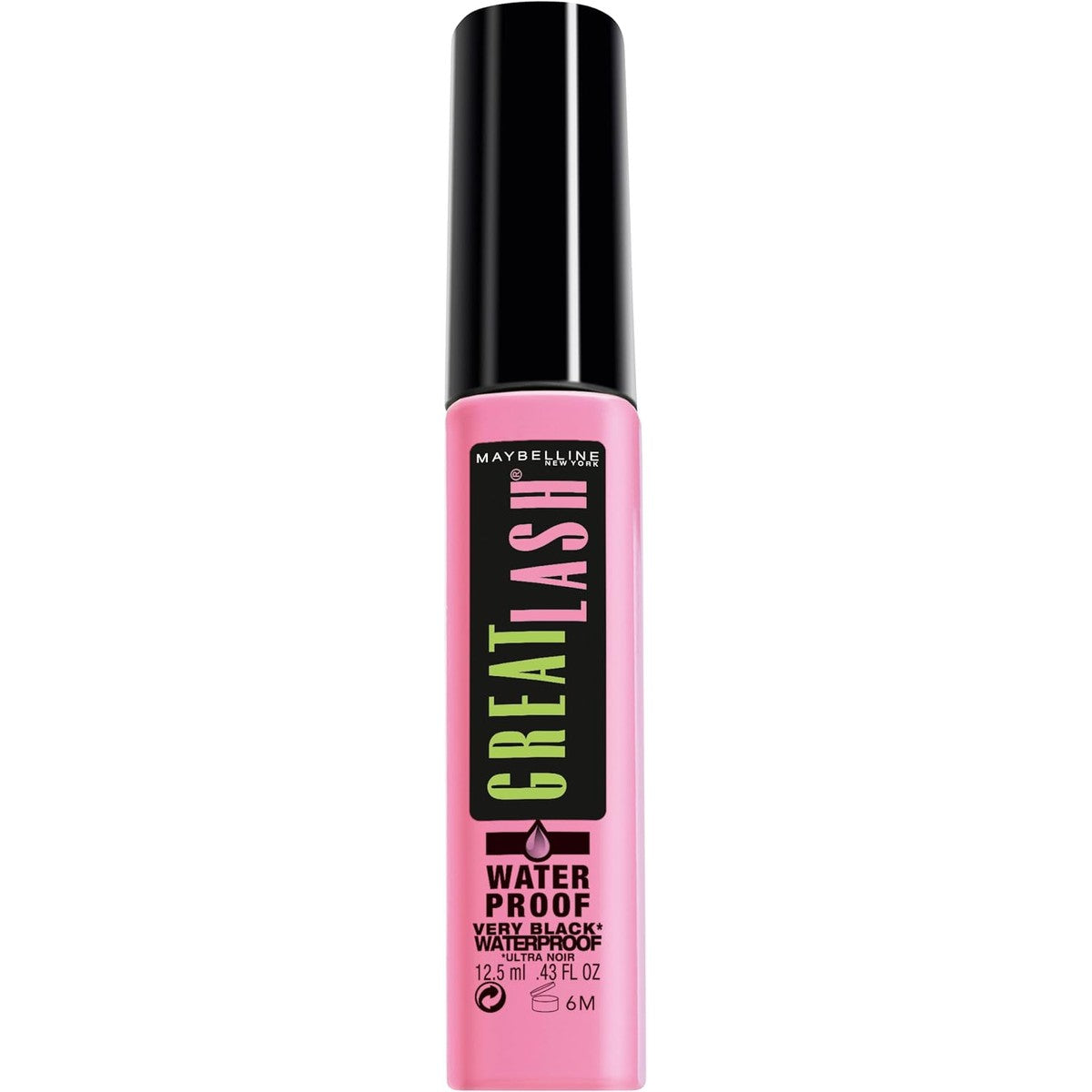 Maybelline New York waterbestendige mascara voor dichtere wimpers en meer volume, Great Lash mascara, nr. 2 Very Black Waterproof, 1 x 12,5 ml – L'Oreal Paris