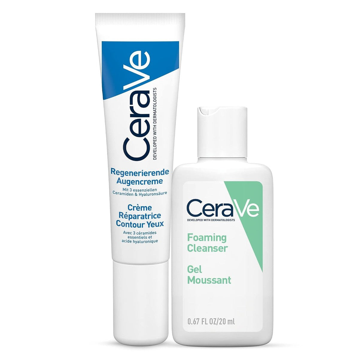 CeraVe Reparatie Oogcrème voor Wallen en Ogen 15 ml + Reinigingsschuim 20 ml