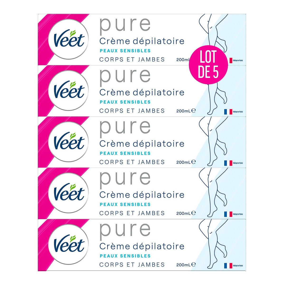 Veet Minima Pure Ontharingscrème gevoelige huid 5 x 200 ml – Veet