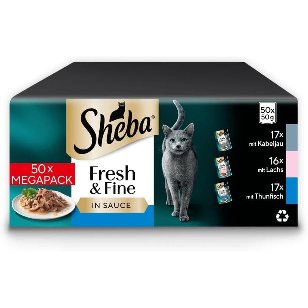 Sheba CATCARE Pouch Wet Fresh & Fine (Fish) Chunks IN Gravy Adult 50G Multipack Standard – Sheba