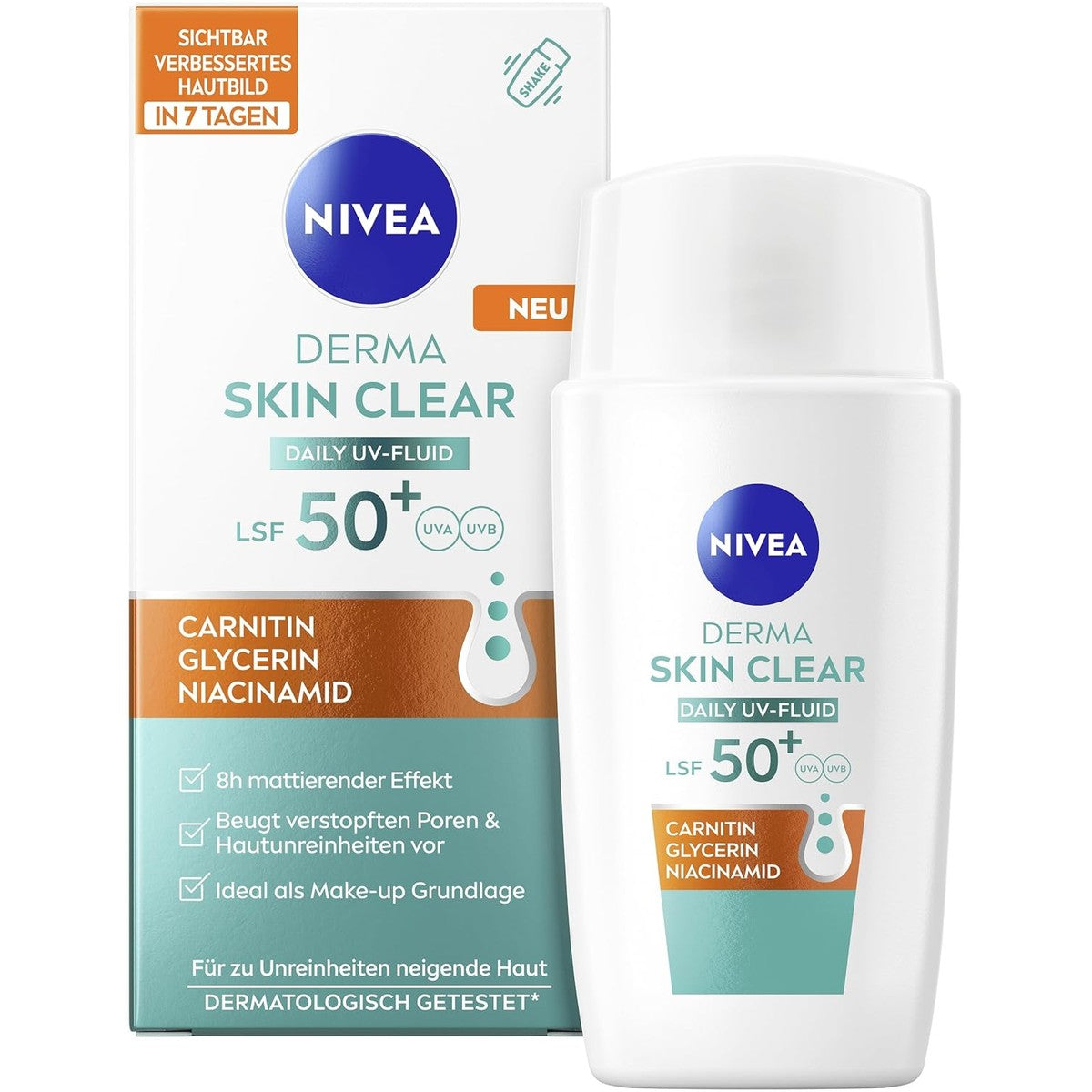 NIVEA Derma Skin Clear Daily UV-vloeistof SPF 50+ 40 ml – NIVEA