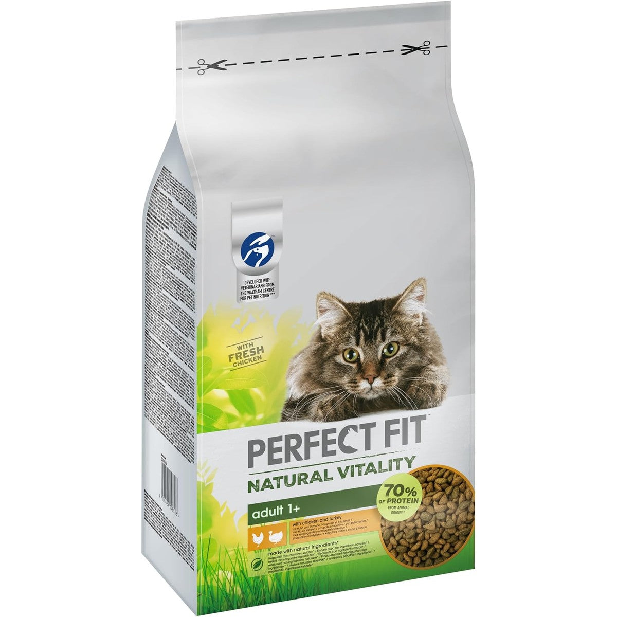Perfect Fit Natural Vitality Adult 1+ droogvoer voor volwassen katten vanaf 1 jaar, kip & kalkoen, ondersteunt de vitaliteit, 6 kg – Perfect Fit