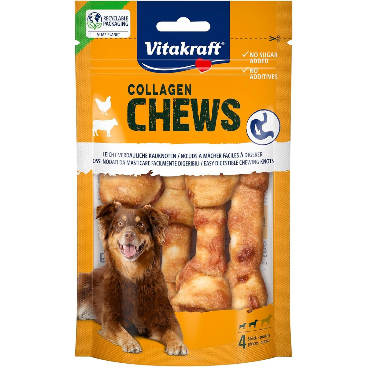 Vitakraft Collageen Chews, licht verteerbare hondenkauwknopen, met collageen en kip, zonder toegevoegde suiker (1 x 80 g) – Vitakraft