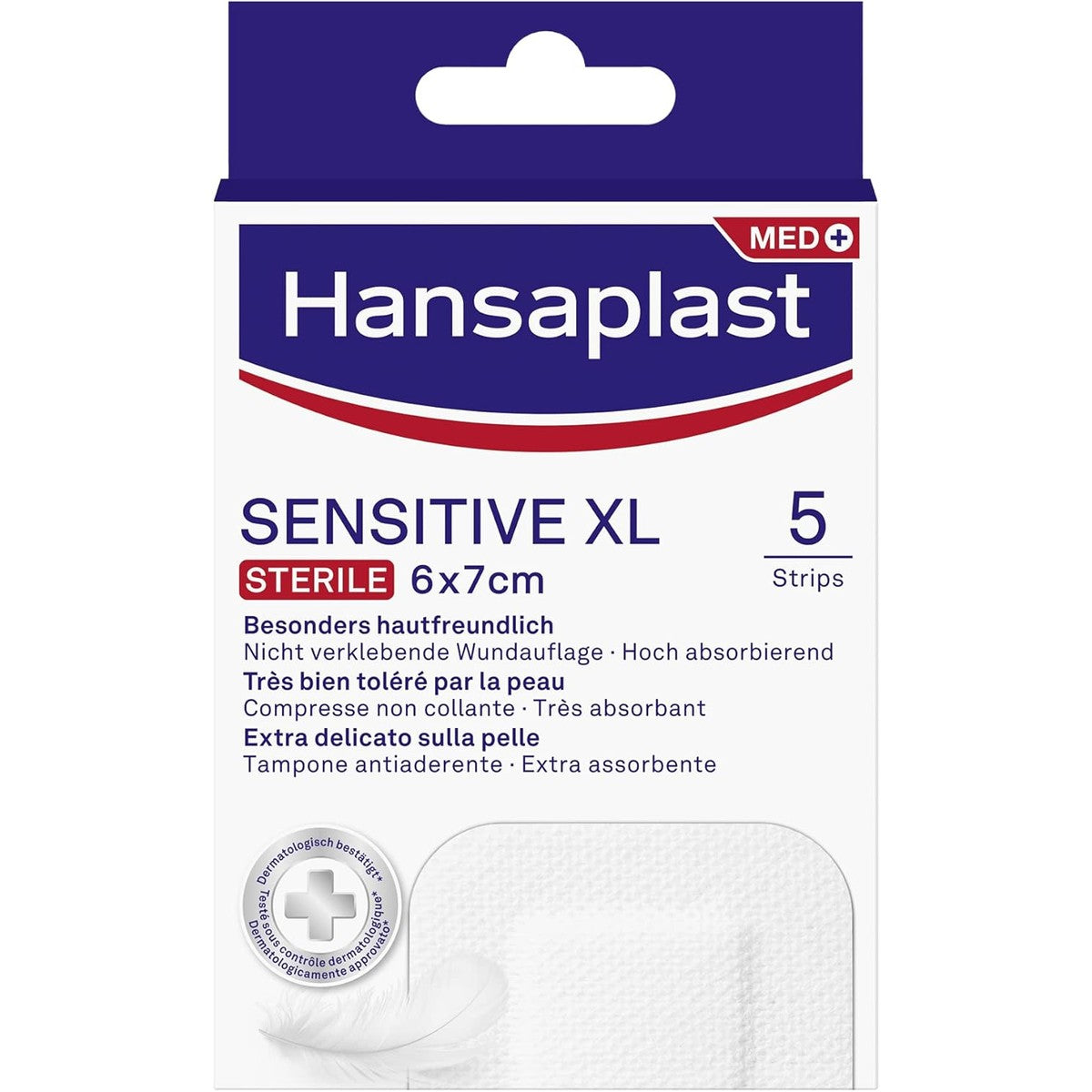 Hansaplast Pleister Sensitive XL 5 stuks, steriel 6 x 7 cm – Elastoplast
