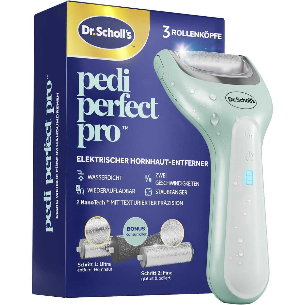 Dr. Scholl's Pedi Perfect Pro elektrische eeltverwijderaar 3 rolkoppen