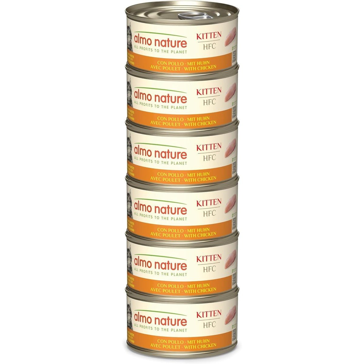 Almo Nature HFC Kitten Natvoer voor kittens - kip - Human Grade, glutenvrij & monoproteïne - 6 x 70 g – almo nature