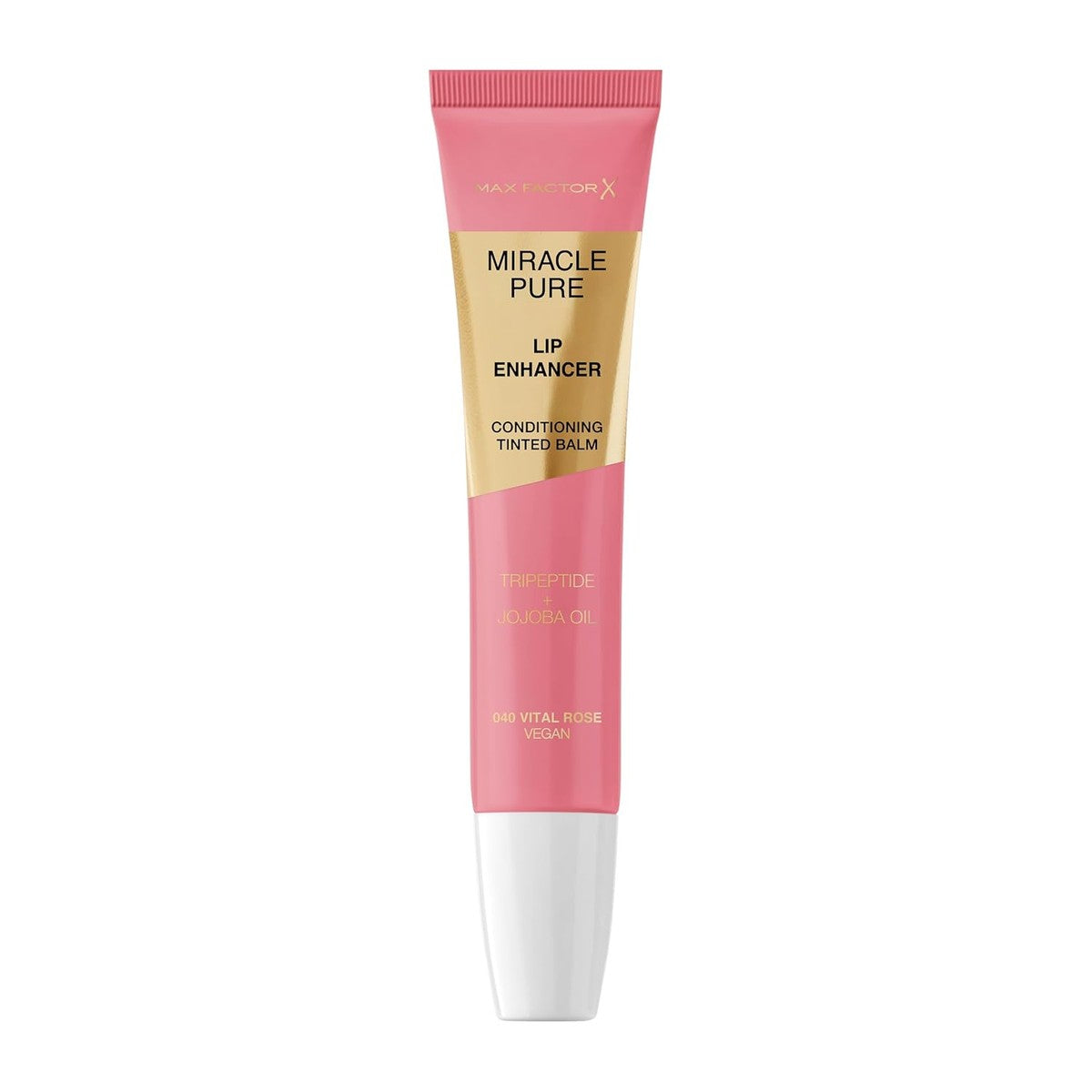 Max Factor Miracle Pure Lip Enhancer, hydraterende lipgloss, verjongende formule met jojoba-olie en tripeptide, glanzende afwerking, Fb. 040 Vital Rose – Max Factor