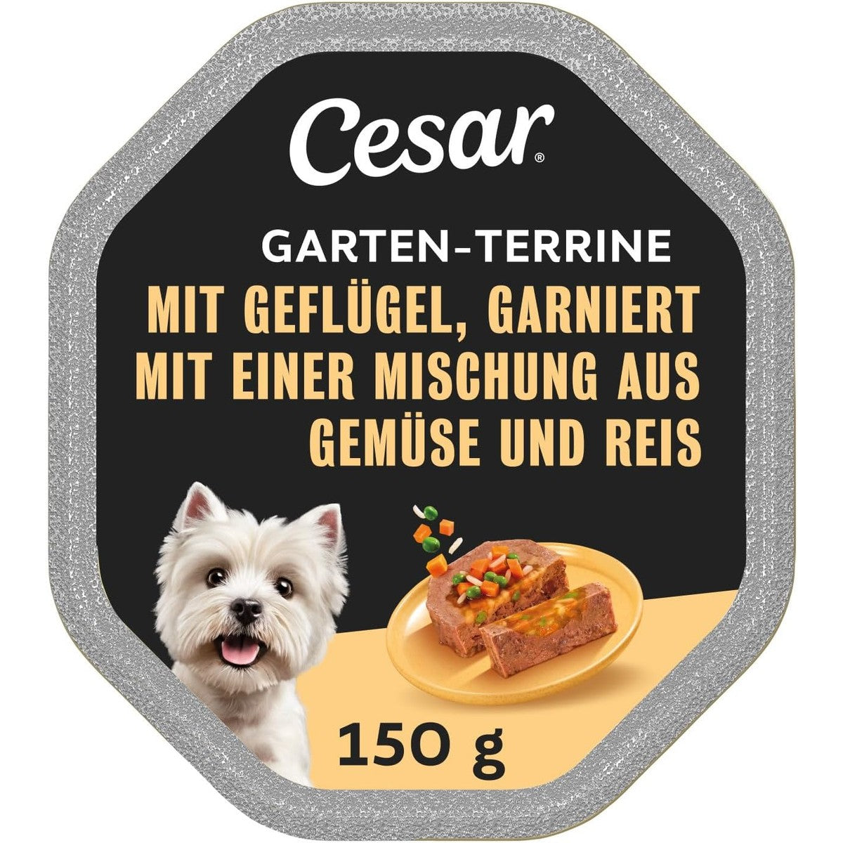 Cesar Tuinterrine natvoer gevogelte, groenten en rijst 14 x 150 g