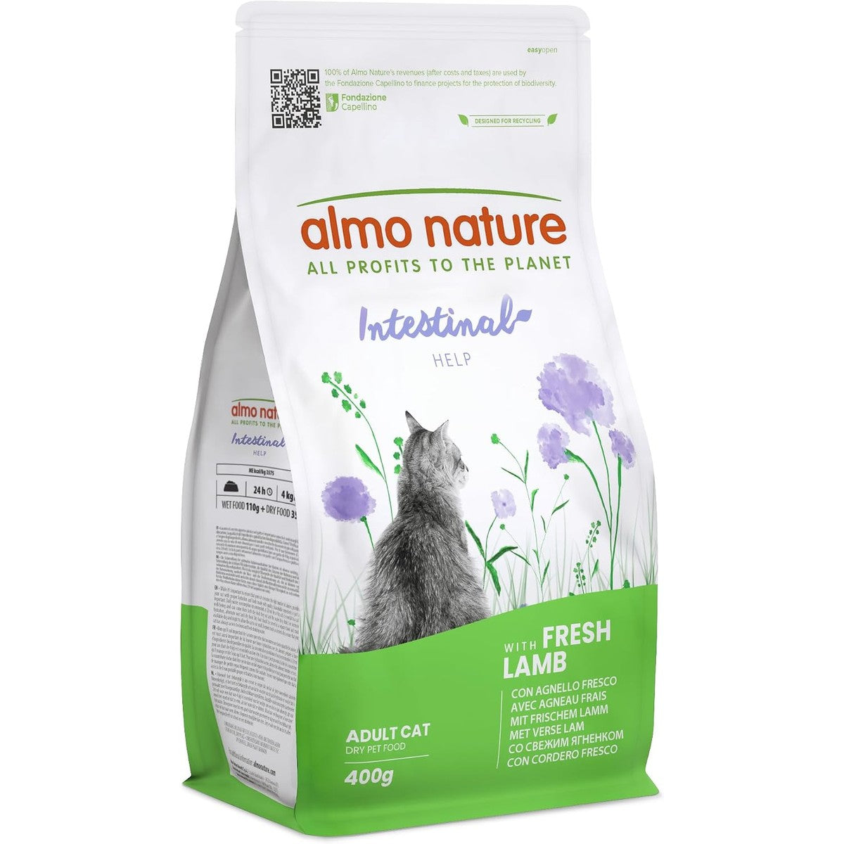 Almo Nature Darmondersteuning, droogvoer kat Adulto Con vers lam | verpakking van 400 g – almo nature